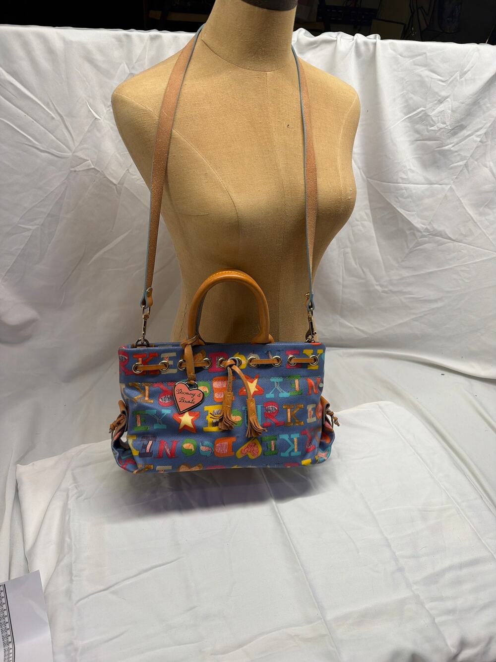 Dooney & Bourke Alphabet Handbag – Canvas & Leather Trim – Heart Tag – Vintage